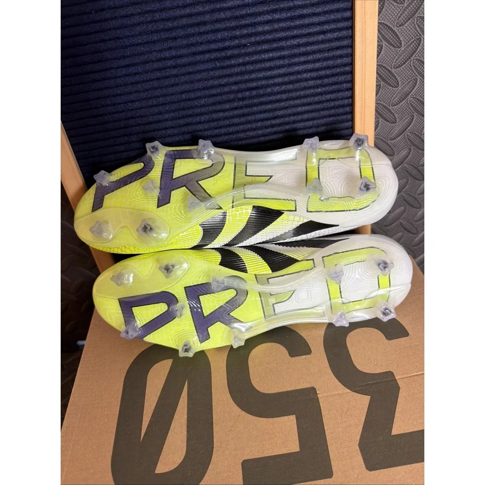 adidas Predator Elite FG Soccer Cleats White Black Green JI1082 Size 10 with Bag